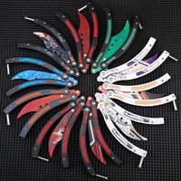 Couteau de formation CSGO Balisong Butterfly Trainer, motif 3D, pour exercice en extérieur, bord émoussé, non-affûté, couteau de poche rotatif