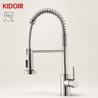 Grifo de cocina KIDOIR con resorte, cabezal de ducha de doble fila, válvula certificada, núcleo de acero inoxidable, monomando cUPC