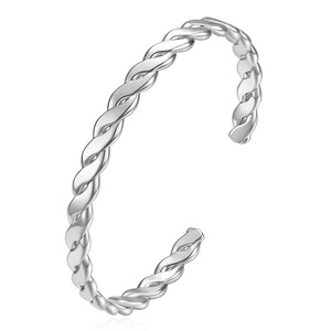 Bracelet torsadé en forme de C, 6 mm, design ouvert réglable, alliage de zinc, bijoux unisexe, couleur or acier - Product Image 5
