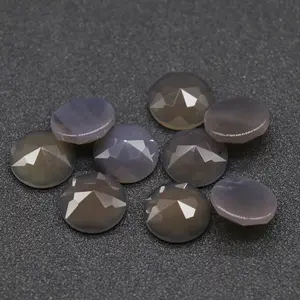 HZ 100% natural Grey cabochon loose gemstones from round shape whole sale lot for jewelry making december birthstone