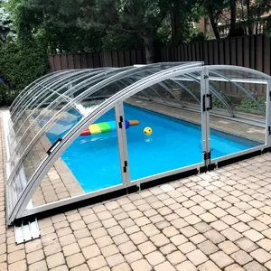 Hot sales Telescopic Aluminum Polycarbonate low Pool Enclosure Swimming Pool Cover