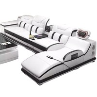 Canapé en cuir moderne et simple, mobilier de salon, ensemble complet avec audio et fonction massage, idéal pour grand appartement