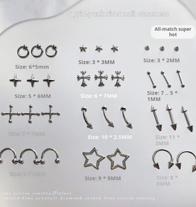 Breloques clous d'oreille cœur punk en métal, style crochet, bijoux 3D pour ongles, pour nail art portable - Product Image 3