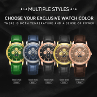Montre-bracelet pour homme, directement de l'usine, étanche 3 ATM, bracelet en cuir de haute qualité, mouvement à quartz japonais, verre bombé
