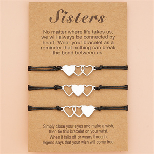 3 Pcs/Set Love Heart Sisters Card Bracelet BFF Best Friendship Confidante Forever Acier inoxydable Tressé à <span class=keywords><strong>la</strong></span> main Cadeau d'anniversaire - Product Image 2