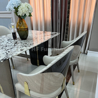 Ensembles de tables à manger italiennes de couleur blanche, 6 chaises de luxe, ensemble de table à manger moderne en marbre