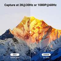 UGREEN Kartu Pengambilan Gambar 2K@30Hz, Kartu Pengambilan Gambar Video Passthrough 4K@30Hz USB 3.0 Full HD 1080P 60FPS dengan Latensi Rendah