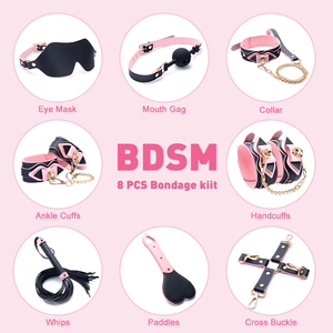 Kits de Bondage BDSM, Conjunto de Bondage de Cuero Genuino, Esposas, <span class=keywords><strong>Collar</strong></span>, Mordaza, Vibradores, Juguetes Sexuales para Mujeres, Parejas, Juegos para Adultos - Product Image 5