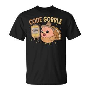 Code Gobble Thanksgiving Turkey Nurse T-Shirt unisexe pour adulte, col rond, manches courtes, impression numérique - Product Image 1
