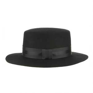 Sombrero Fedora Unisex 100% Lana, Negro, Retro, con Cinta Ancha, Parte Superior Plana, Casual, Transpirable, para Adultos, Todas las Temporadas - Product Image 5