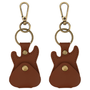 Porta púas de guitarra en stock, caja de púas de guitarra de cuero PU, funda para púas de bajo folk, llavero con forma de púa de guitarra - Product Image 2