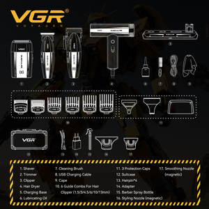 ปัตตาเลี่ยนตัดผม Vgr Muscular V-285 S4 รุ่นมืออาชีพสำหรับผู้ชาย เครื่องตัดผมไฟฟ้าพร้อมหน้าจอ LED ดิจิตอล ปรับระดับได้ - Product Image 3