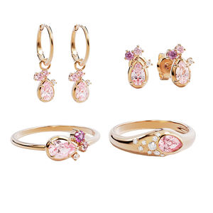 Pendientes Gemnel Awaken Love de plata de ley 925, diseño de racimo de circonitas cúbicas en rosa de ensueño, serie de joyería de circonitas. - Product Image 1