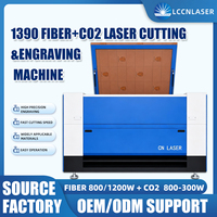 Machine de découpe et de gravure laser CN-1390 1300*900mm 2 en 1, système Ruida, laser hybride fibre CO2