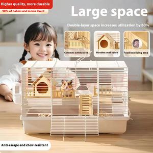 Forniture per nido d'orso Super lusso per rettili Golden Bear doppia gabbia realizzata in legno massiccio bottone in plastica economica speciale - Product Image 6