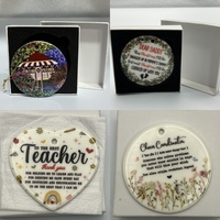 Cadeau de Noël en forme d'étoile avec logo imprimé personnalisé, décoration d'arbre de Noël par sublimation, ornement en céramique
