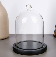 Cloche en verre anti-poussière pour bougie, cloche décorative de table avec base en bois, cloche en verre décorative