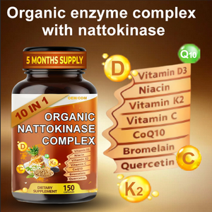 OEM 10-in-1 كبسولات مجمع Nattokinase العضوية ، مع فيتامين D3 ، فيتامين K2 ، الزنك ، أنزيم Q10 ، مكملات الكيرسيتين - Product Image 3