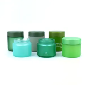 2Oz 3Oz 6 Oz 7G 8 Oz Empty Child Resistant Flower Packaging Recycled Round Matte Green Empty Packaging Glass Jar With Lid