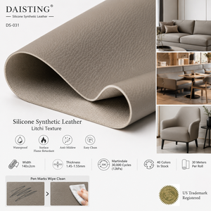 Rouleaux de tissu d'ameublement extérieur en similicuir silicone résistant aux UV, aux intempéries, imperméable, anti-fissuration, anti-décollement, facile à nettoyer, pour housses de siège, MOQ - Product Image 1