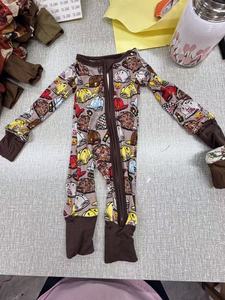 2025年カスタム印刷ジッパーロンパー赤ちゃん女の子用かわいい西洋プリント竹かわいい子供の秋の服 - Product Image 6
