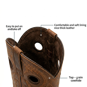 Bottes de <span class=keywords><strong>cowboy</strong></span> occidentales mi-mollet en cuir véritable PALITUTU, à bout carré, antidérapantes, à enfiler, personnalisables en gros, unisexe - Product Image 5