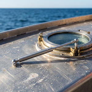 Ressort à gaz cylindrique en acier inoxydable haute résistance avec fixation à plaque unique pour trapes de bateaux et applications industrielles marines - Product Image 1