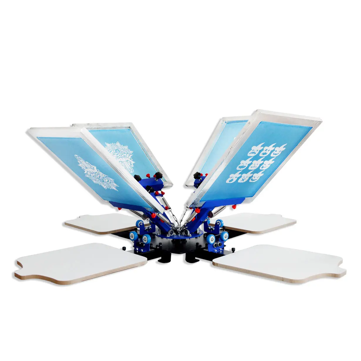 Four Color Four Station Desktop Manual Silk Screen Printing Machine For T-shirt Screen Printing Machinery