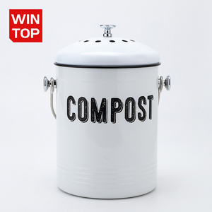 white Compost Bin Kitchen Countertop Compost Bin with lid Includes Inner Compost Bucket Liner and Charcoal Filter