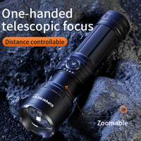 Lampe torche LED zoomable longue portée, étanche, tactique, avec logo personnalisé, corps en alliage d'aluminium, rechargeable