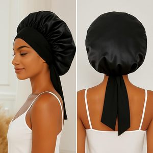 Bonnet de Nuit en Satin pour Femmes avec Logo Personnalisé, Couvre-Tête en Soie avec Large Bande Élastique - Product Image 4