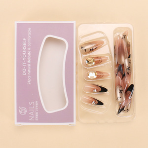 Xiaohongshu, superventas, uñas portátiles, puntas francesas de gama alta, 30 piezas, bloque de Color degradado, pegatinas de uñas hechas a mano desmontables - Product Image 3