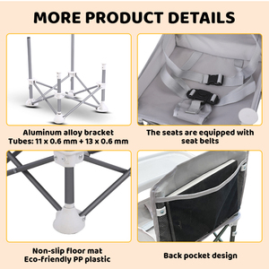 เก้าอี้เด็กพับได้แบบพกพาสำหรับใช้งานกลางแจ้ง รุ่นใหม่ เป็นมิตรกับสิ่งแวดล้อม พร้อมหลังคาบังแดดและถาดอาหาร เหมาะสำหรับปิกนิก ชายหาด ตั้งแคมป์ และใช้ในห้องน้ำ - Product Image 4