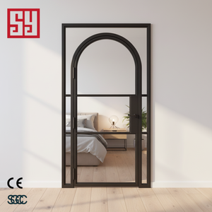 <span class=keywords><strong>Puerta</strong></span> de Seguridad Exterior para Casa o Villa, <span class=keywords><strong>Puerta</strong></span> <span class=keywords><strong>Corredera</strong></span> <span class=keywords><strong>Negra</strong></span> de Hierro con Doble Vidrio Templado, Tamaño Personalizado - Product Image 1