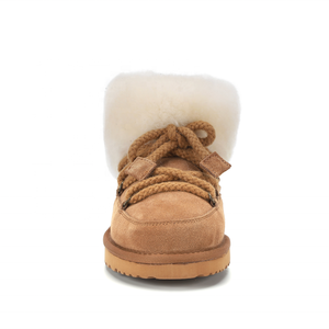 Bottes d'hiver pour femme en cuir véritable de haute qualité YUMMYSNOW, avec semelle intermédiaire en peau de mouton, logo personnalisé, EVA épais, chaudes - Product Image 4