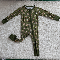 Romper Bayi Anak Unisex Rajutan Kain Kasual Musim Gugur Custom, Motif Barat Populer, Bahan Bambu 200-220gsm, Resleting Dua Arah