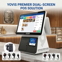 Terminal de point de vente tactile à double écran de 15,6 pouces, système d'exploitation Android, stockage 64 Go/128 Go/256 Go, système de caisse pour la vente au détail, montable au sol/mur