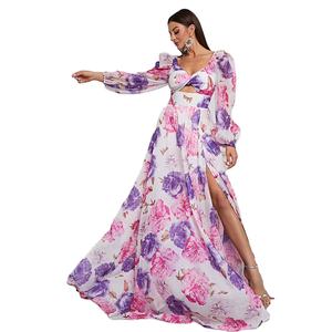 Abito floreale donna donna tale taglie forti Maxi abiti lunghi elegante abito da donna Grande abito da sera lungo - Product Image 1