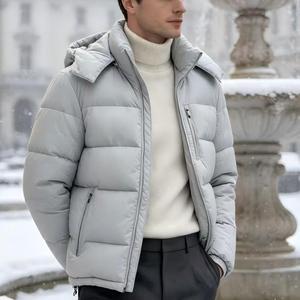 China Supplier High Quality Men's Thin <b>Waterproof</b> Eco-Friendly Hooded Puffer Bubble <b>Coat</b> <b>Padded</b> OEM Logo Oversized Winter Black - Product Image 1