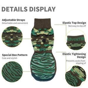 Kaos Kaki Anjing Anti-Selip Warna Kamuflase Mewah Musim Dingin, Gaya Sporty, Perlindungan Cakar Ekstra-Grip untuk Anjing Senior Aktif - Product Image 6