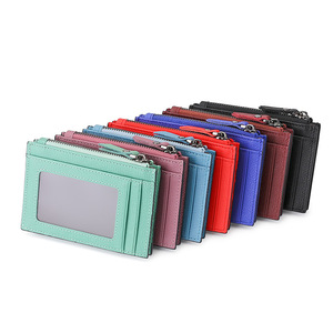 RFID Blocking Leather <b>Card</b> <b>Holder</b> Wallet Top-Grain Cowhide <b>Slim</b> Zipper Coin Purse with Multiple <b>Card</b> Slots Custom Engraved - Product Image 2