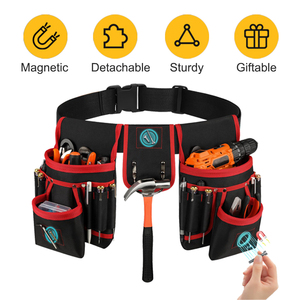 Sac à outils détachable et réglable pour électricien, charpentier, travaux de construction, tablier de travail, ceinture utilitaire, noir, jaune - Product Image 1
