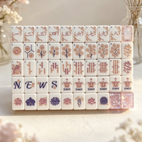 Tuiles de Mahjong de Luxe de la Série Designer, Modernes, en Acrylique Nacré Violet, Motif Fleur de Glace, Écologiques, Acrylique 4 couches