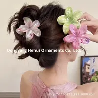Set Jepit Rambut Plastik Dua Warna Motif Bunga Frangipani & Bauhinia Terlaris Grosir untuk Wanita, Cocok untuk Pesta, Ukuran 8cm