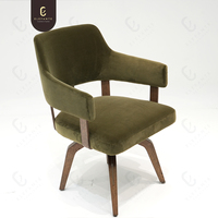 Fauteuil de salle à manger moderne en bois massif avec tissu vert velours