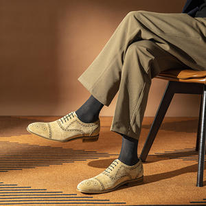 2026 New Model-Best-selling Men's Genuine Leather Lace-up Pointed Toe Comfortable Fashionable Casual Walking Office Career <b>Shoes</b> - Product Image 6