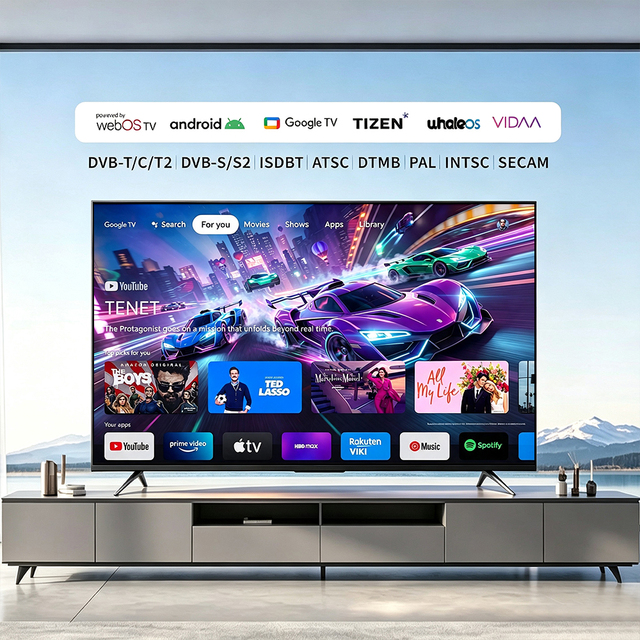 144Hz Mini LED TV 8K Smart TV 55 65 70 85" Ultra-Large QLED HDR Android Google TV, Quad-Core, Wi-Fi & USB Ports Black Hotel TV