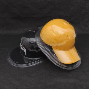 पीवीसी बेसबॉल कैप प्रकरण घुमावदार प्लास्टिक पारदर्शी कवर फ्लैट कगार Snapback टोपी प्रदर्शन बक्से केवल मामले में कोई टोपी
