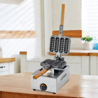 Machine à gaufres commerciale à gaz en acier inoxydable pour muffins et hot-dogs, avec recettes, pour quatre gaufres sur bâtonnets