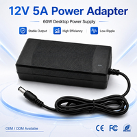 Adaptor daya sakelar AC DC 12V 5A, adaptor Desktop 100-240V, catu daya 60W untuk tampilan LED kamera keamanan